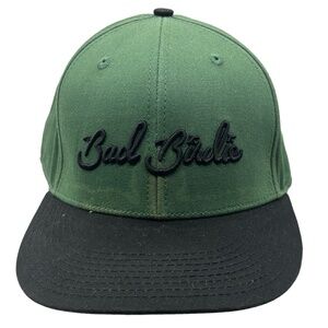 Bad Birdie Mens Baseball Cap Green Black Two-Tone Embroidered Logo Athletic